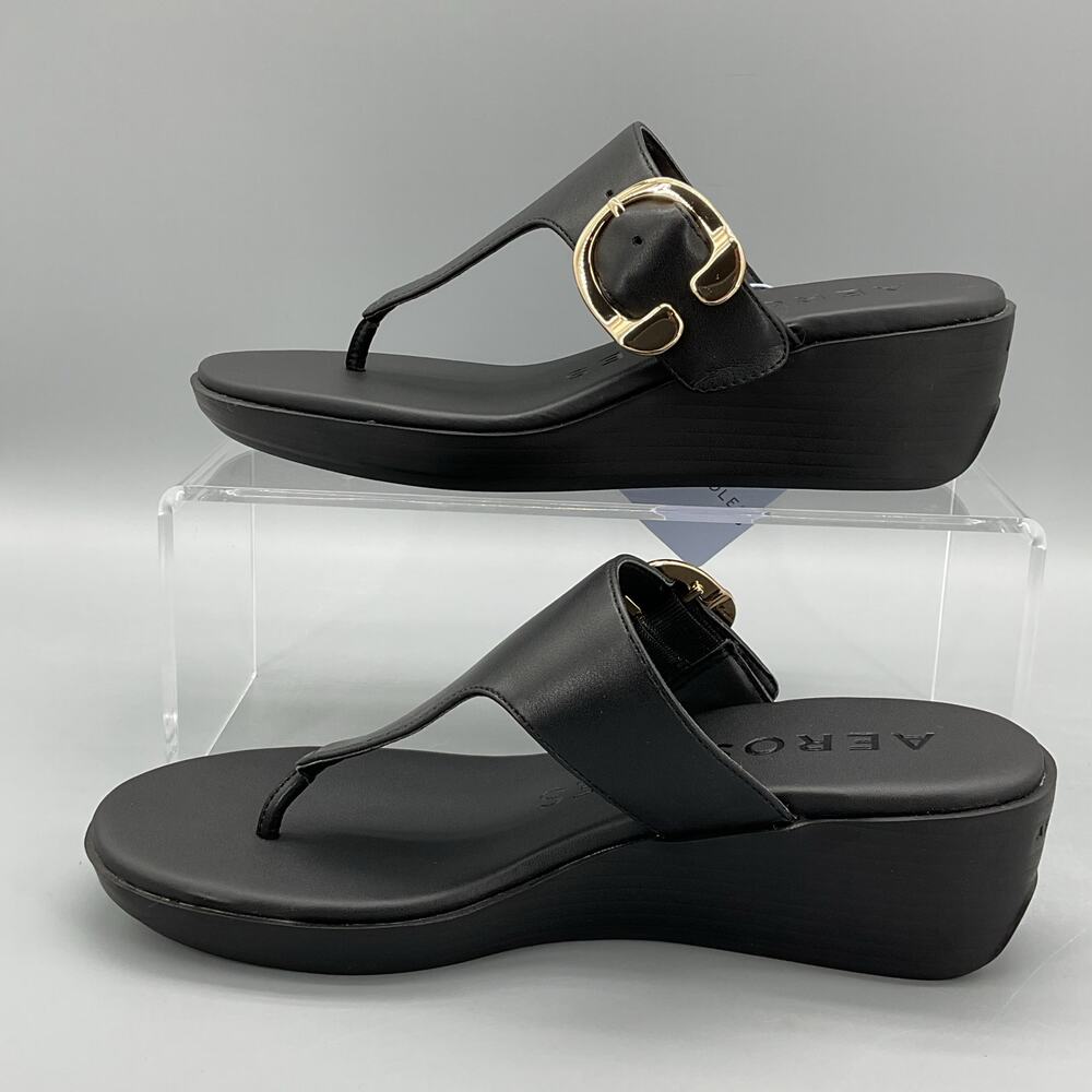 NEW Aerosoles Women’s Izola Wedge Sandals Black Size 6.5M - Picture 2 of 11